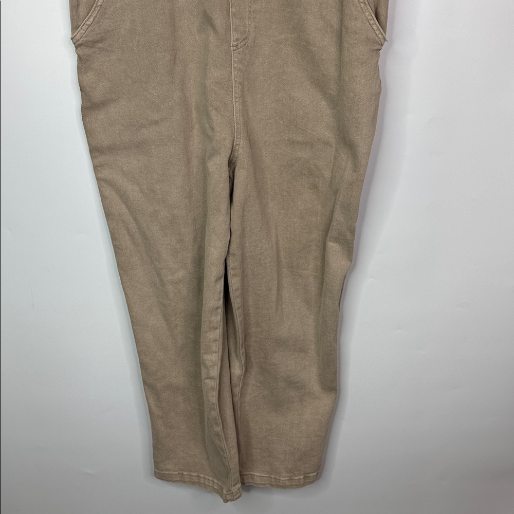 Zenana Washed Knot Strap Mocha Beige Overalls NWT Medium - Picture 3 of 10